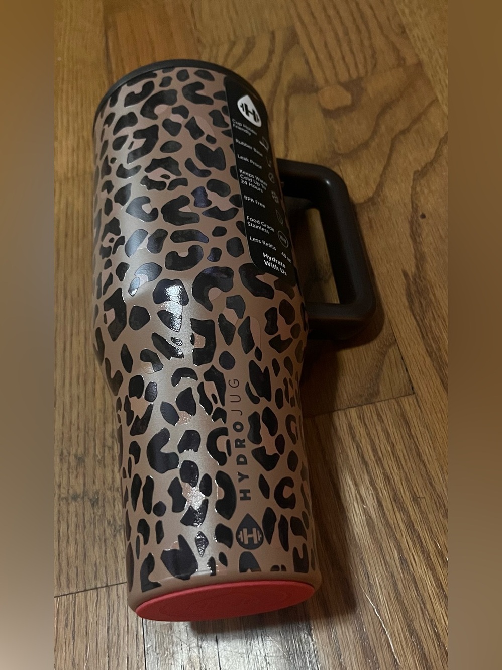 New in Box HydroJug 40oz Traveler in the Browm Leopard print.